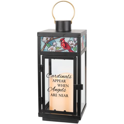 Cardinals Appear Stained Glass Lantern