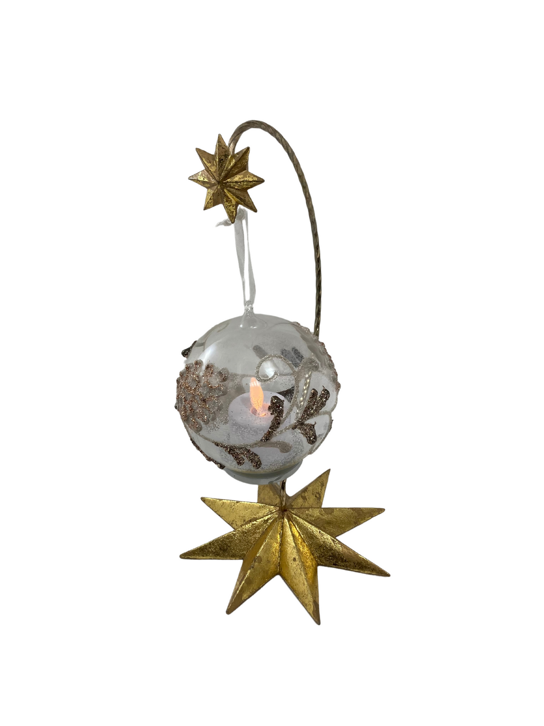 Light Up Glass Ornament on Star Stand