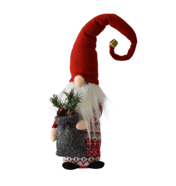 Christmas Gnome Holding Bag